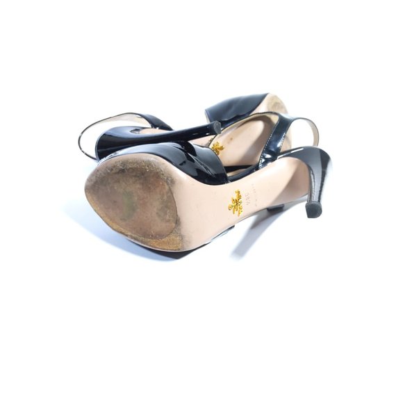 2-Day Sale* PRADA Shoes 38.5 Black Patent Leather Stiletto Pumps Womens 8 - Picture 6 of 7